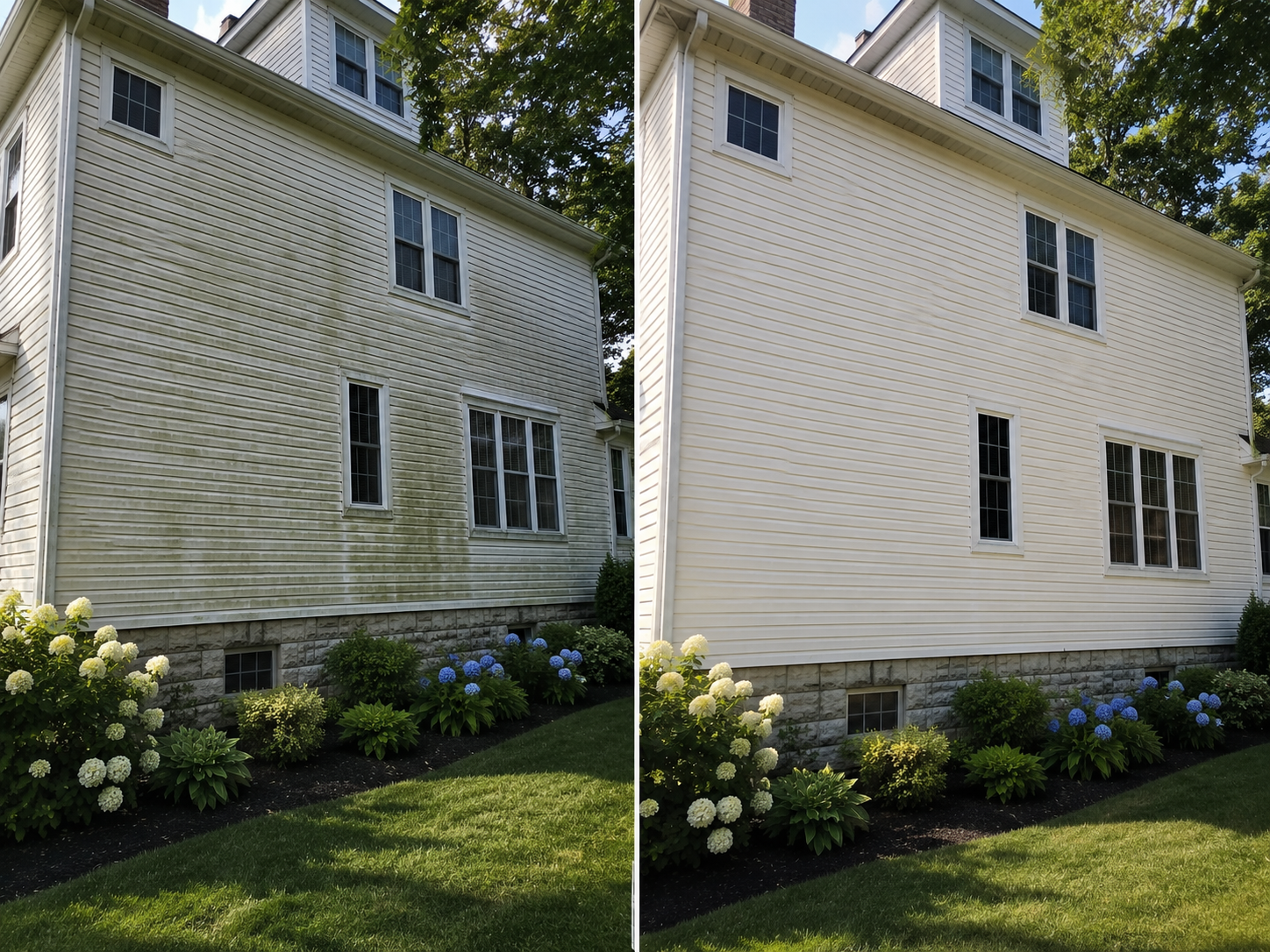 Before and after siding cleaning